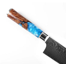 Load image into Gallery viewer, Steel 8'' Chef Knife With Blue Resin Handle