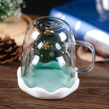 Load image into Gallery viewer, Christmas Tree Double Layer Glass Cup Thermally Insulated Cup Coffee Cup With lid