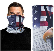Load image into Gallery viewer, American US Flag Face Bandana Neck Gaiter, Sun UV Dust Protection Reusable Half Mask Scarf Motorcycle Balaclava for Men Women