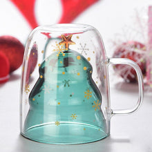 Load image into Gallery viewer, Christmas Tree Double Layer Glass Cup Thermally Insulated Cup Coffee Cup With lid