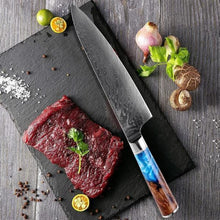 Load image into Gallery viewer, Steel 8'' Chef Knife With Blue Resin Handle
