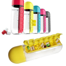 Load image into Gallery viewer, 600ml Water Bottle Daily Pill Storage Organizer Box
