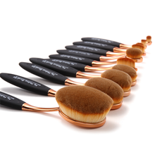 Load image into Gallery viewer, 10 Piece Black and Gold Oval Brush Set
