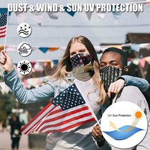 Load image into Gallery viewer, American US Flag Face Bandana Neck Gaiter, Sun UV Dust Protection Reusable Half Mask Scarf Motorcycle Balaclava for Men Women
