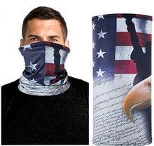 Load image into Gallery viewer, American US Flag Face Bandana Neck Gaiter, Sun UV Dust Protection Reusable Half Mask Scarf Motorcycle Balaclava for Men Women
